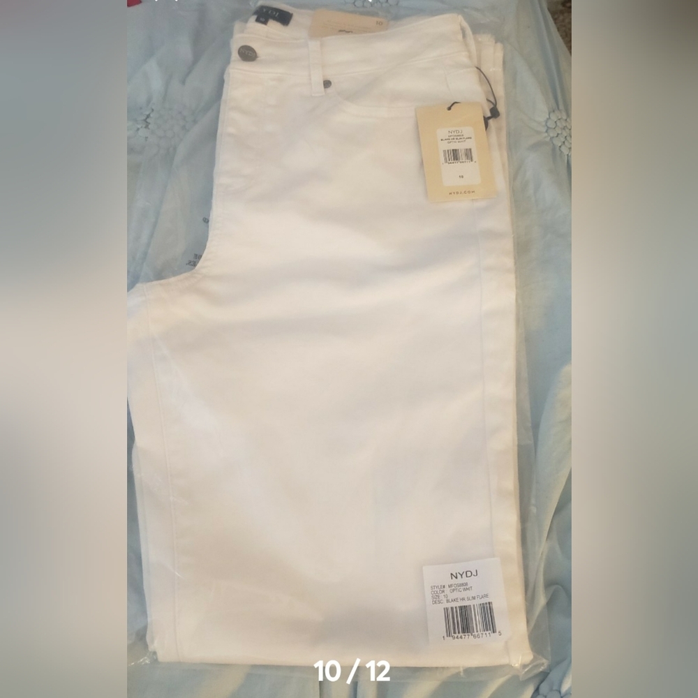 NYDJ $79 Blake Slim Flare White Jeans, 10, M, NWT, High Rise - Picture 11 of 12